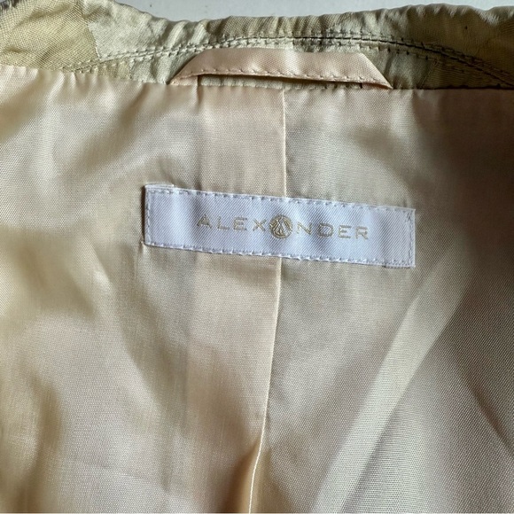 ALEXANDER 6 Celery Green Abstract Print Crinkle Safari Blazer Jacket Size 6 - Picture 4 of 15